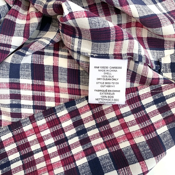 Joie Iloani Silk Plaid Utility Button Down Blouse - Picture 6 of 8